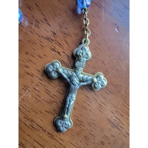 Vintage Rosary Blue Crystal Beads - Picture 3 of 5